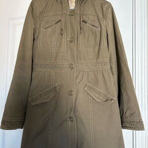 Olive Green Women's Tulle Anthropologie Trench Coat